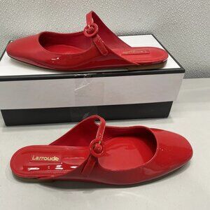 NEW LARROUDE Blair Mule Flats – Women’s Size 8.5 – Scarlet Patent Leather